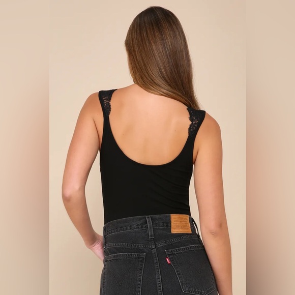 Lulus Ravalli Black Lace Ribbed Sleeveless Bodysuit - Picture 3 of 7